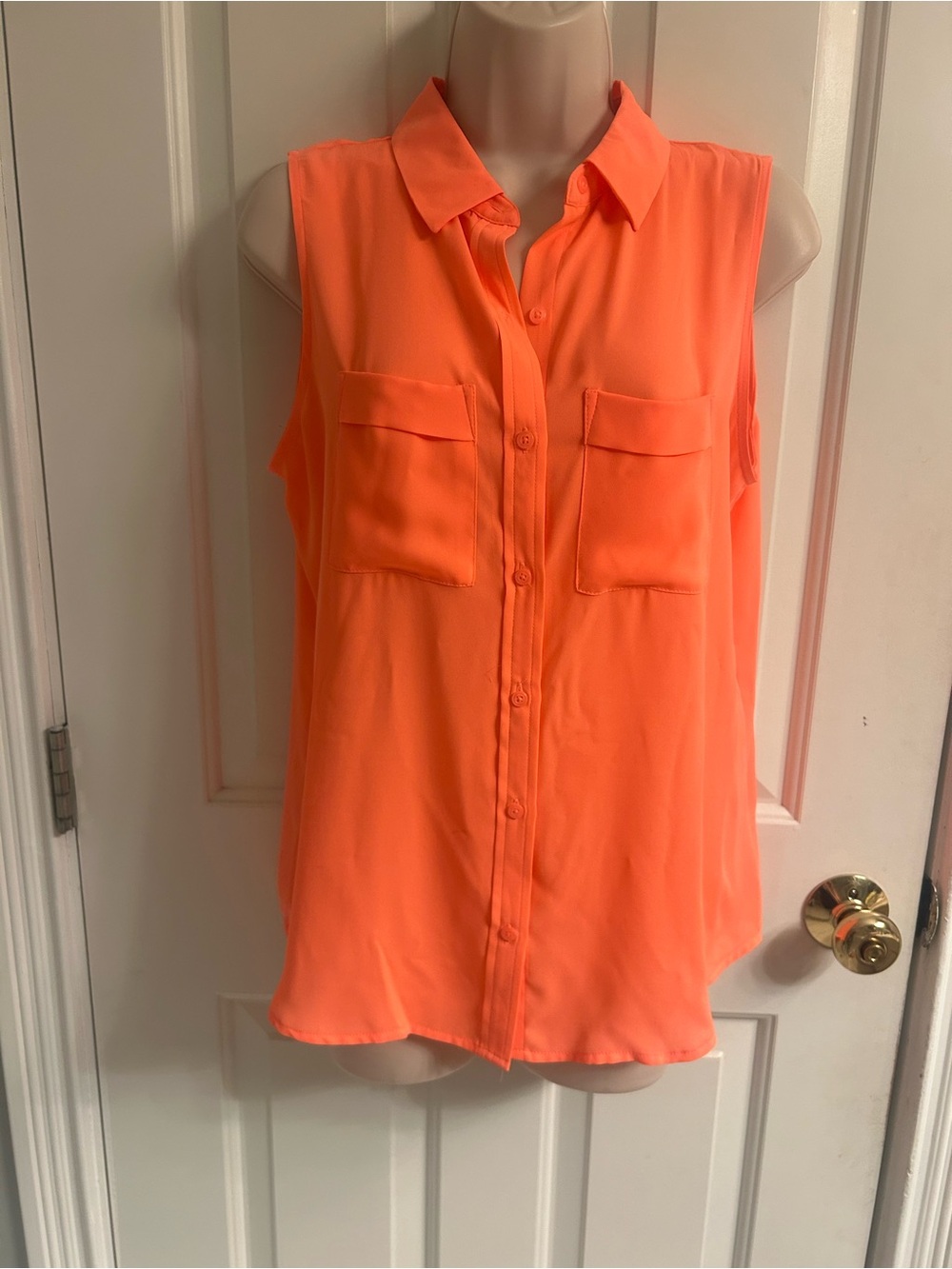 APT. 9 Sleeveless Button-Front Blouse - Neon Coral